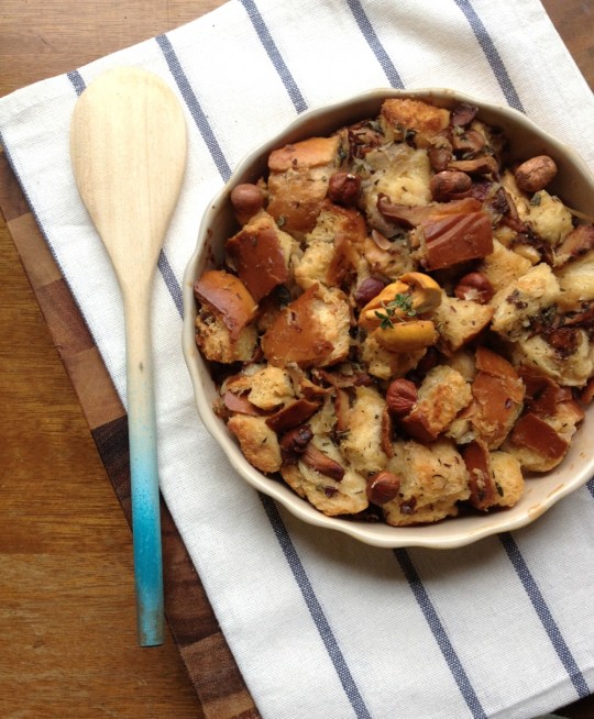 Northwest Stuffing with Chanterelles and Hazelnuts