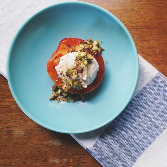 Broiled Apricot with Goat Cheese, Honey, and Pistachio | Rosemarried