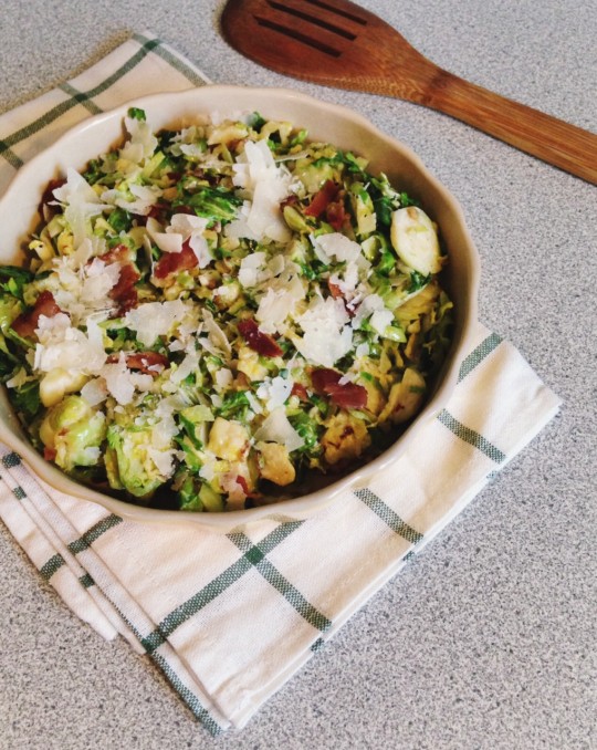 Brussels Sprout Caesar with Bacon | Rosemarried.com